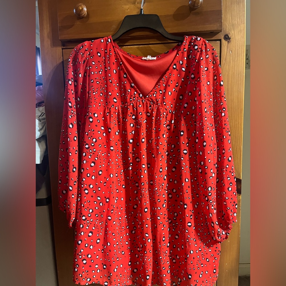 Jodiful Chic Red Leopard Print Blouse - image 1